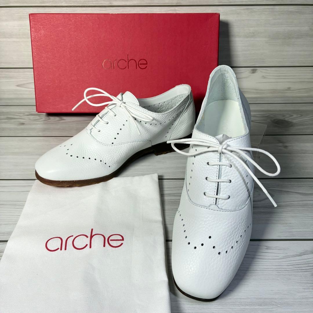 137【ほぼ新品】アルシュ SADIZIレースアップシューズ 本革 白 37