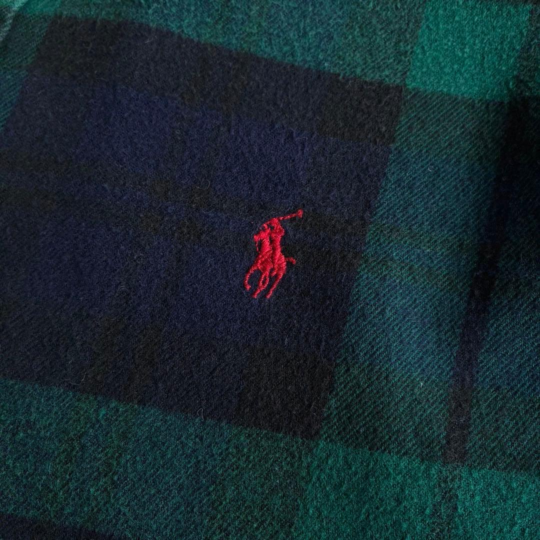 90s ラルフローレン ブラックウォッチ フランネルチェックシャツ 刺繍ロゴ M