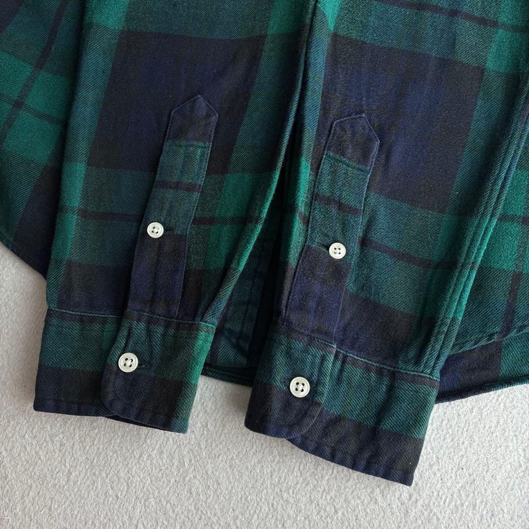 90s ラルフローレン ブラックウォッチ フランネルチェックシャツ 刺繍ロゴ M
