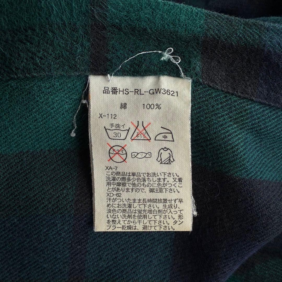 90s ラルフローレン ブラックウォッチ フランネルチェックシャツ 刺繍ロゴ M