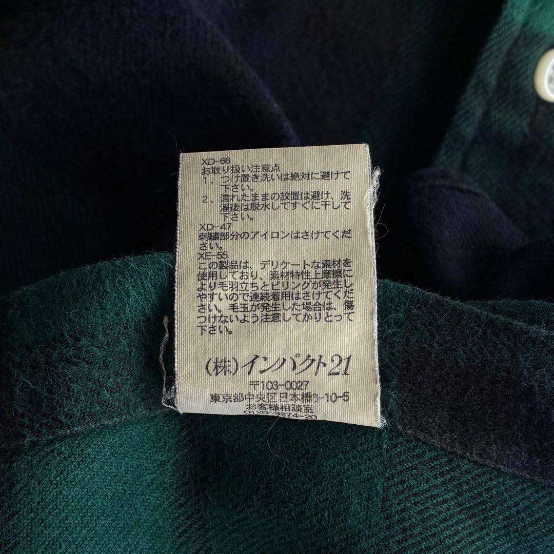 90s ラルフローレン ブラックウォッチ フランネルチェックシャツ 刺繍ロゴ M