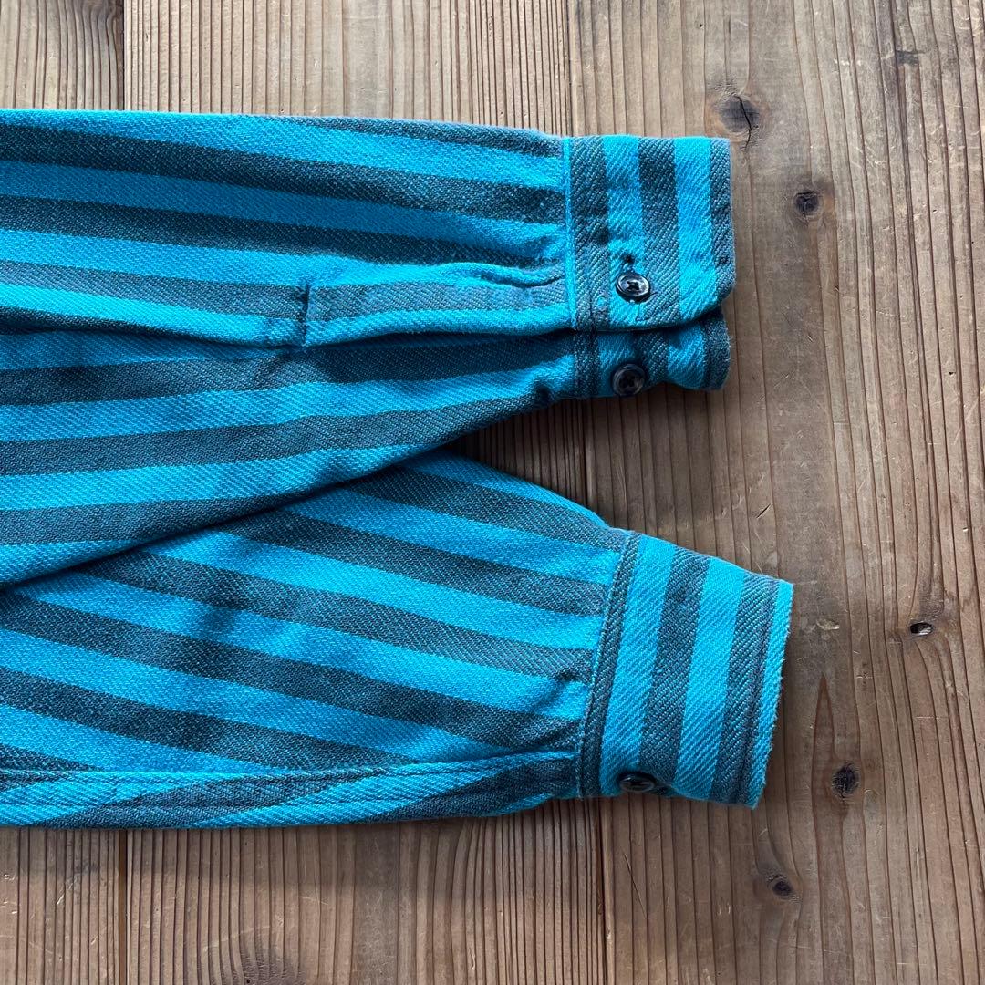 80s BIGMAC St. John's Bayストライプ ネルシャツ 青黒