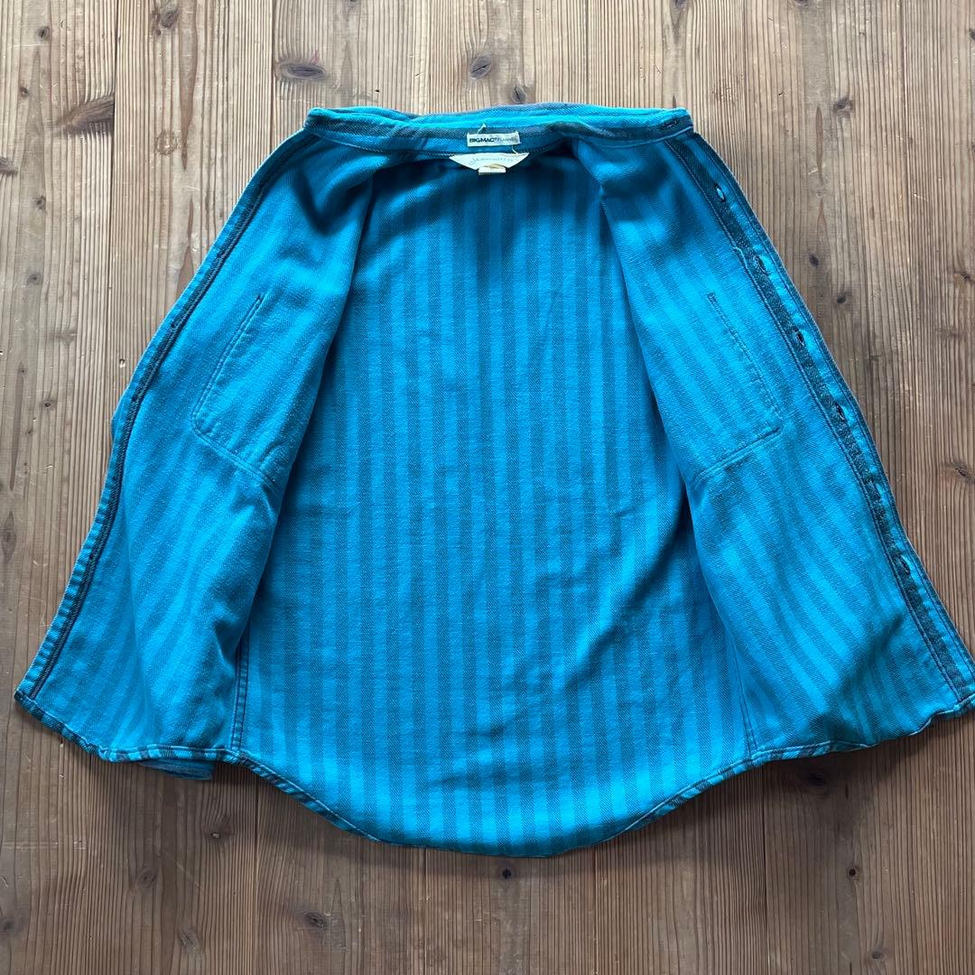 80s BIGMAC St. John's Bayストライプ ネルシャツ 青黒