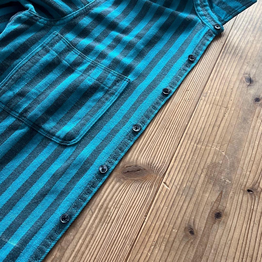 80s BIGMAC St. John's Bayストライプ ネルシャツ 青黒