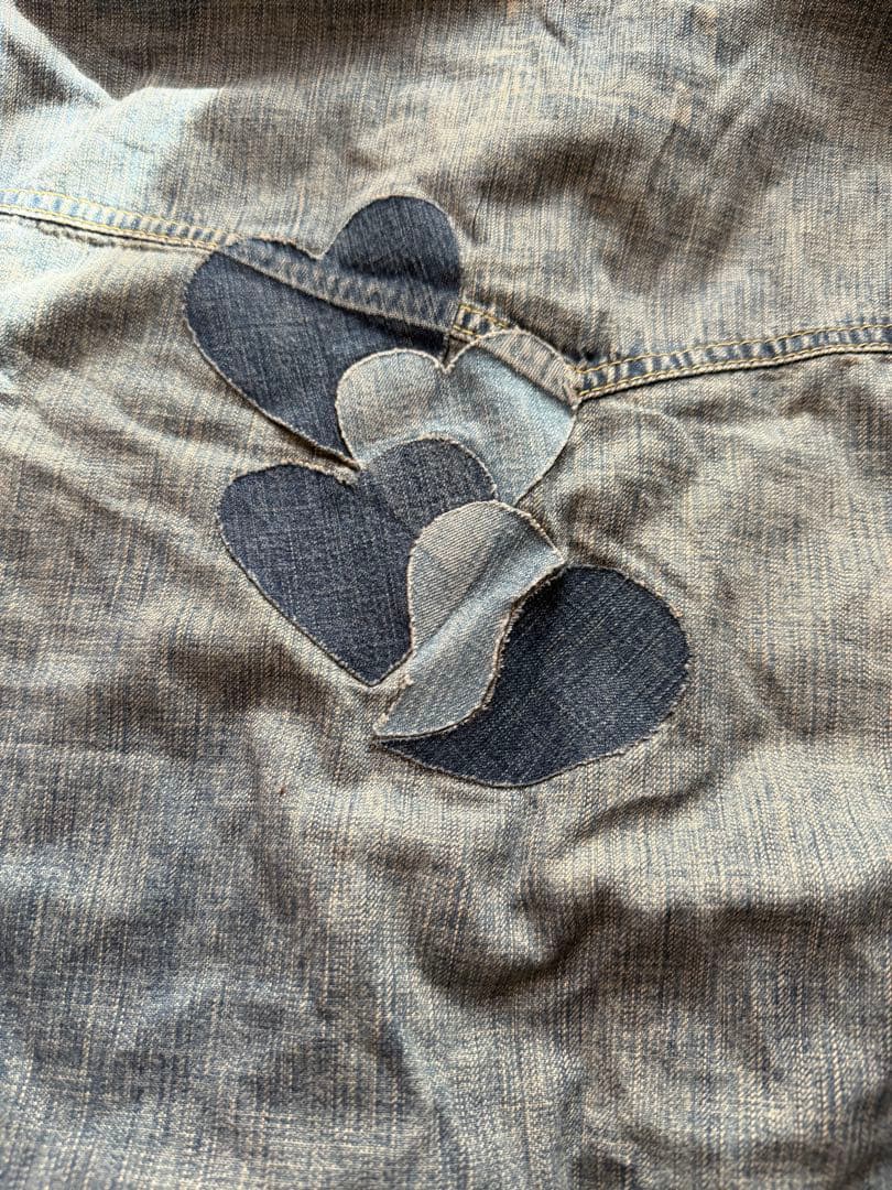 ち*ち様 レミレリーフ　スタッズ　ヴィンテージ加工　ウエスタンデニムシャツ　イン