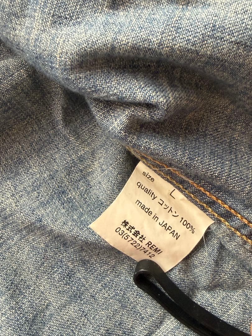 ち*ち様 レミレリーフ　スタッズ　ヴィンテージ加工　ウエスタンデニムシャツ　イン