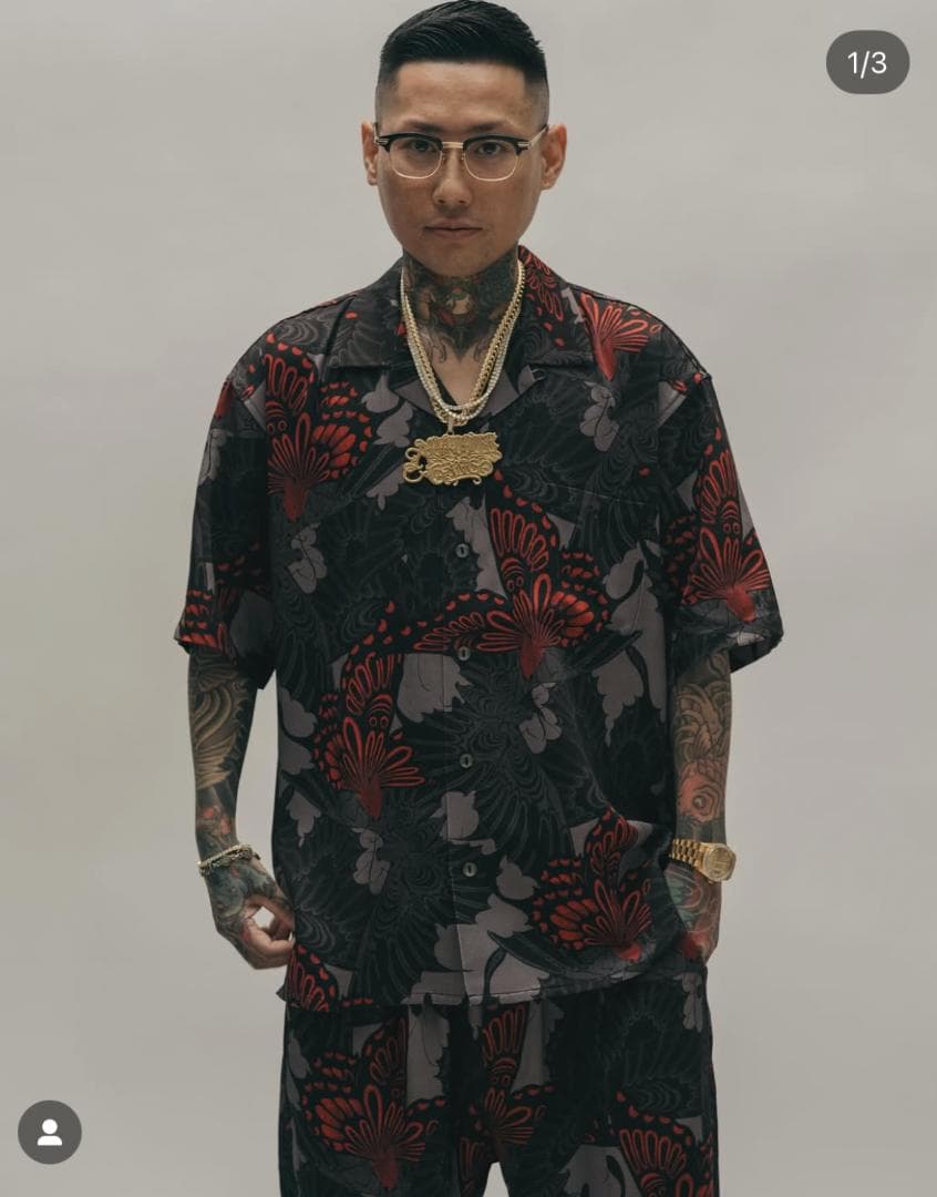 GAKKIN × BUDSPOOL 三艶蝶 HAWAIIAN SHIRT 舐達麻