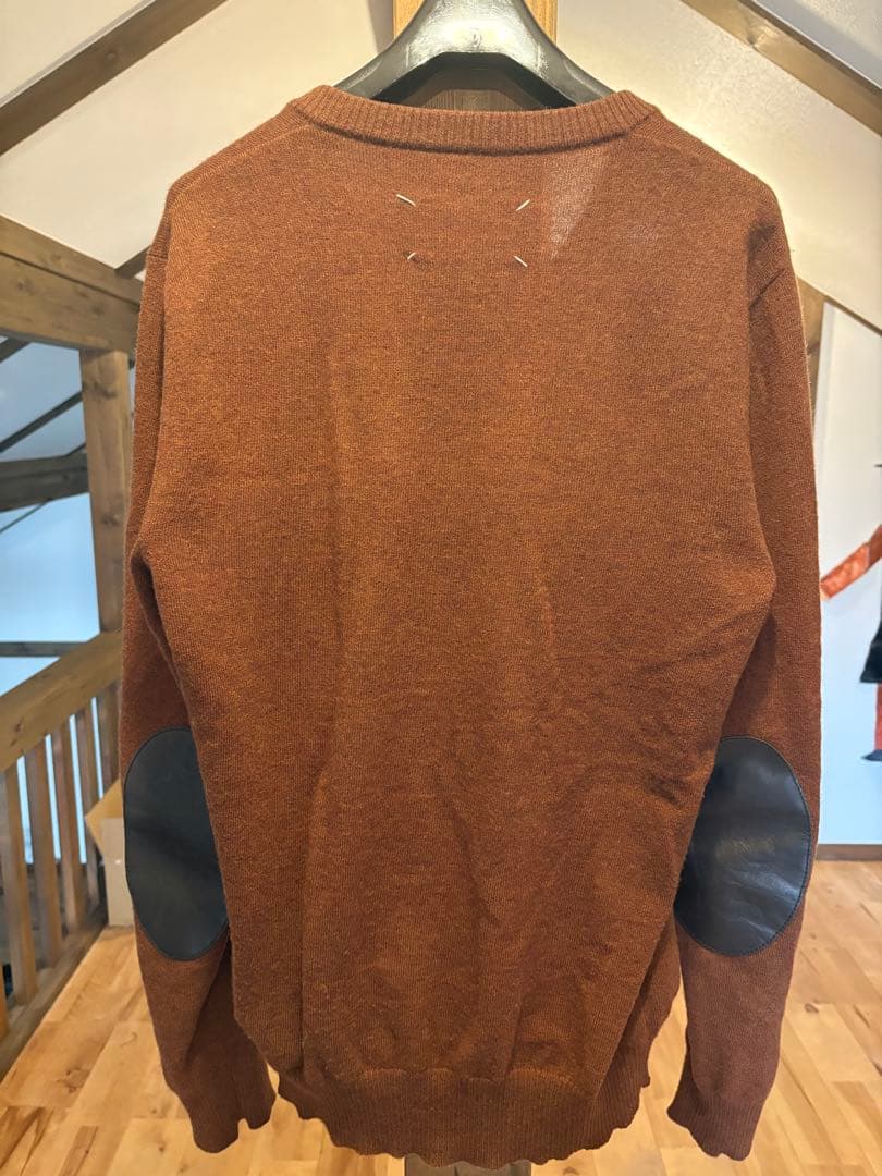 maison margiela セーター　ブラウン　エルボーパッチ