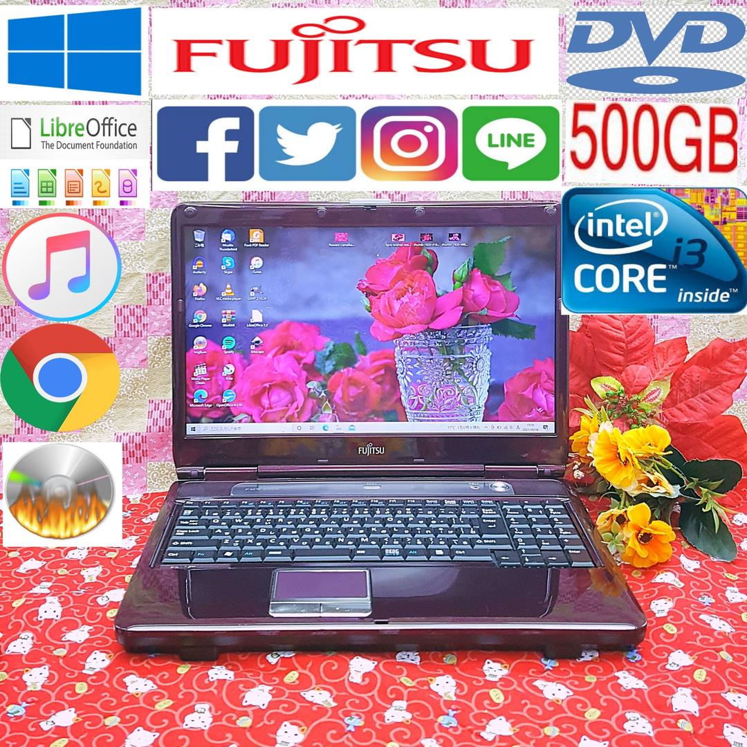 極上品/美品/大容量500GB！新Win10搭載！ワインレッド色/動画&画像編集