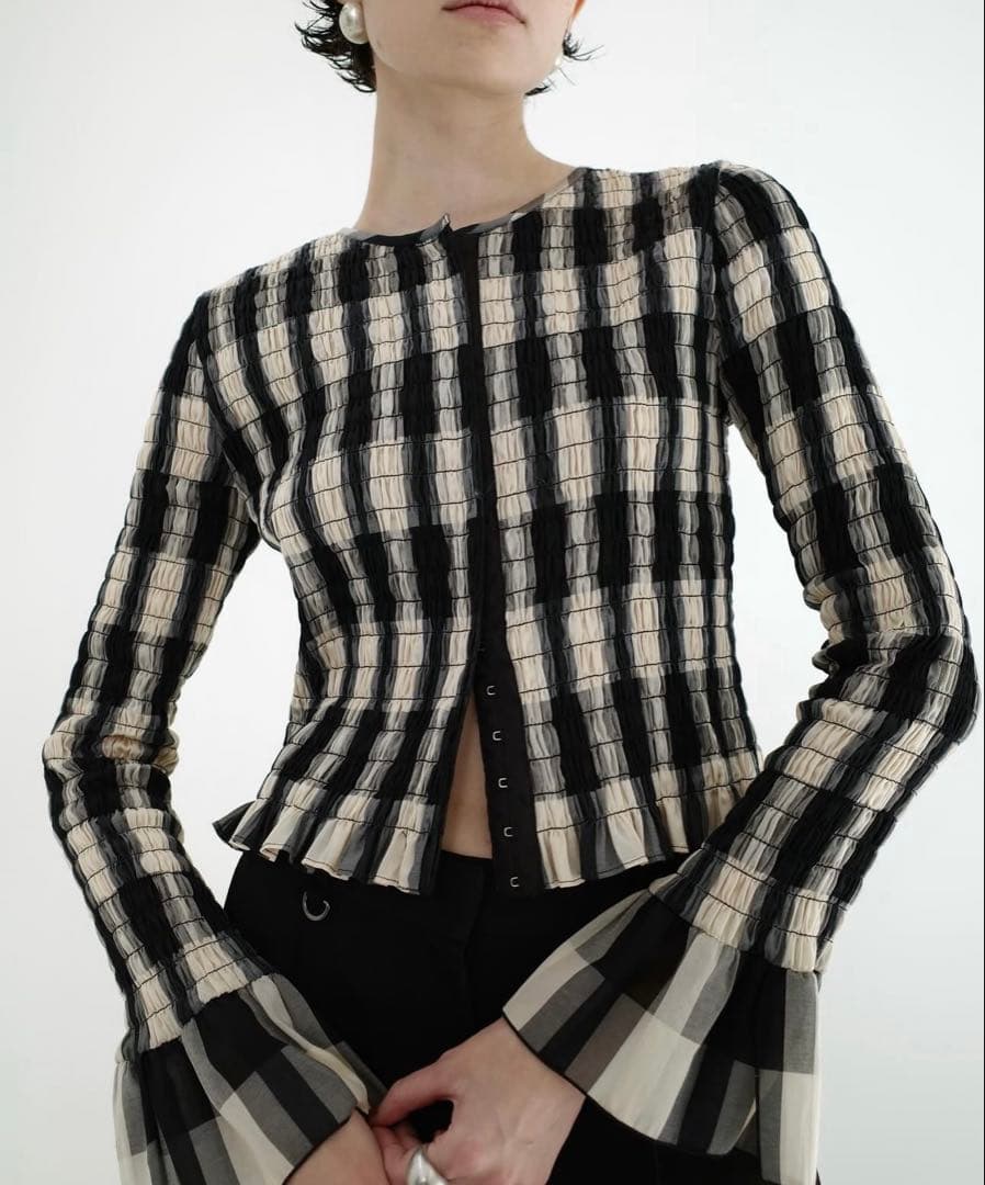 CLANE クラネ SHIRRING DESIGN BLOUSE MIX