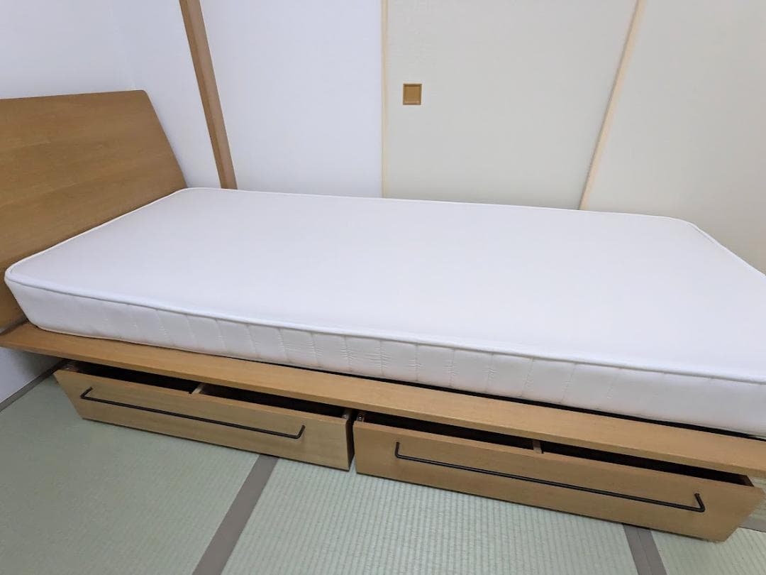 無印良品 MUJI セミシングルベッド 収納+ヘッドボード付き