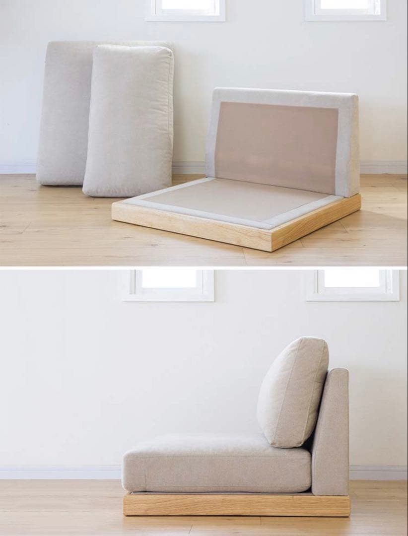 シ*タ様 オークション式　ベージュ 1人掛けソファ 分解可能 ロータイプ