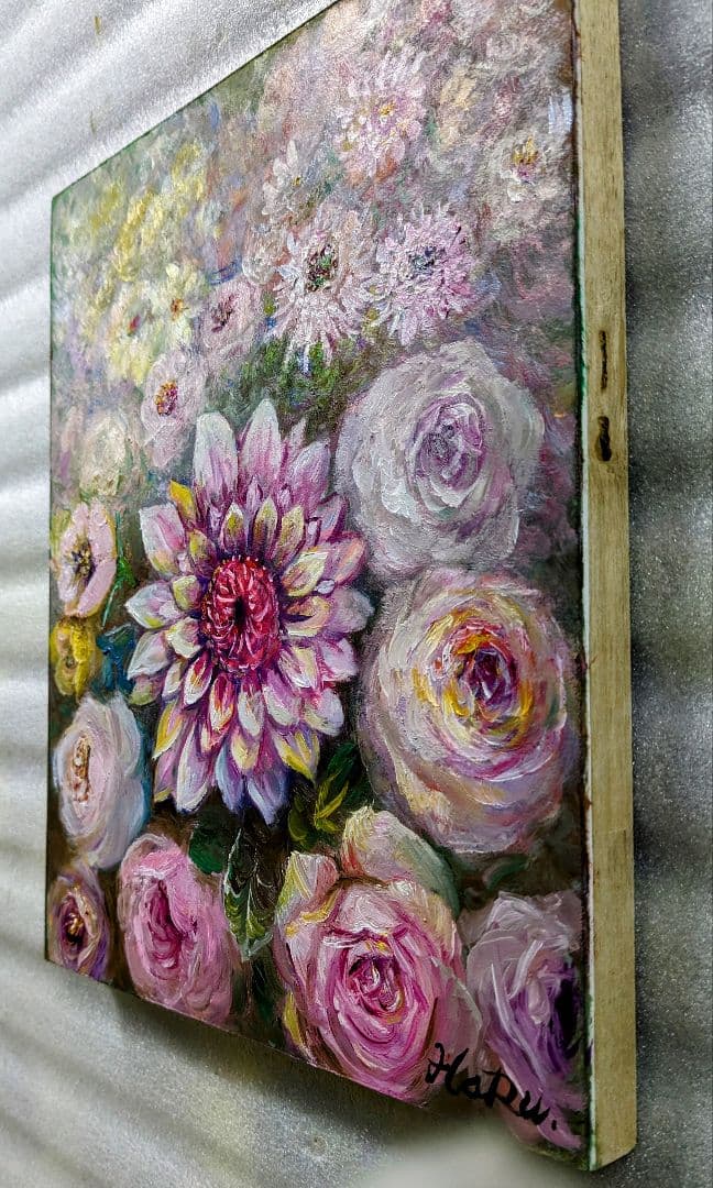 ら*ん様 画家haru☆油彩画F３号☆花の美☆真作☆原画★一点物★