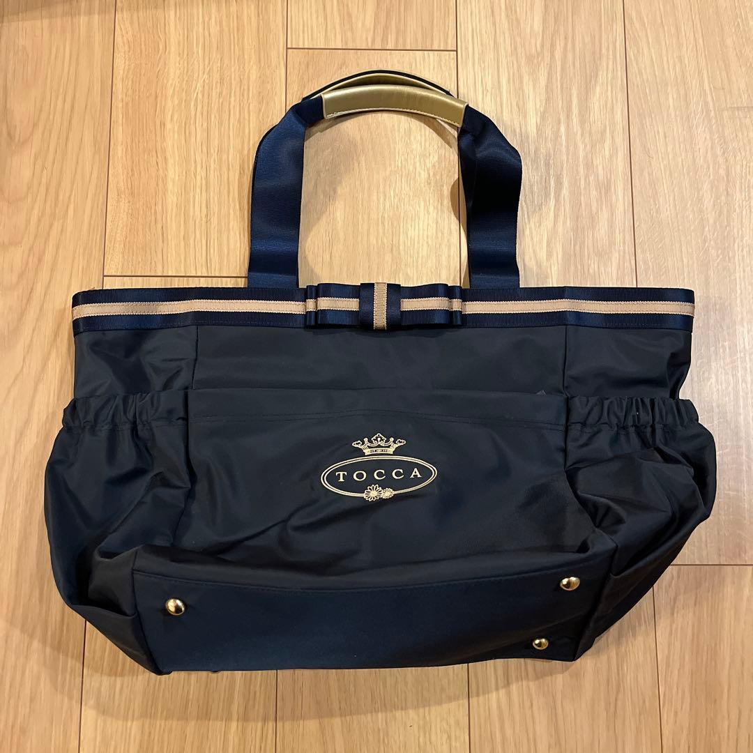 【未使用】TOCCA トッカ　ネイビー　リボン　トート