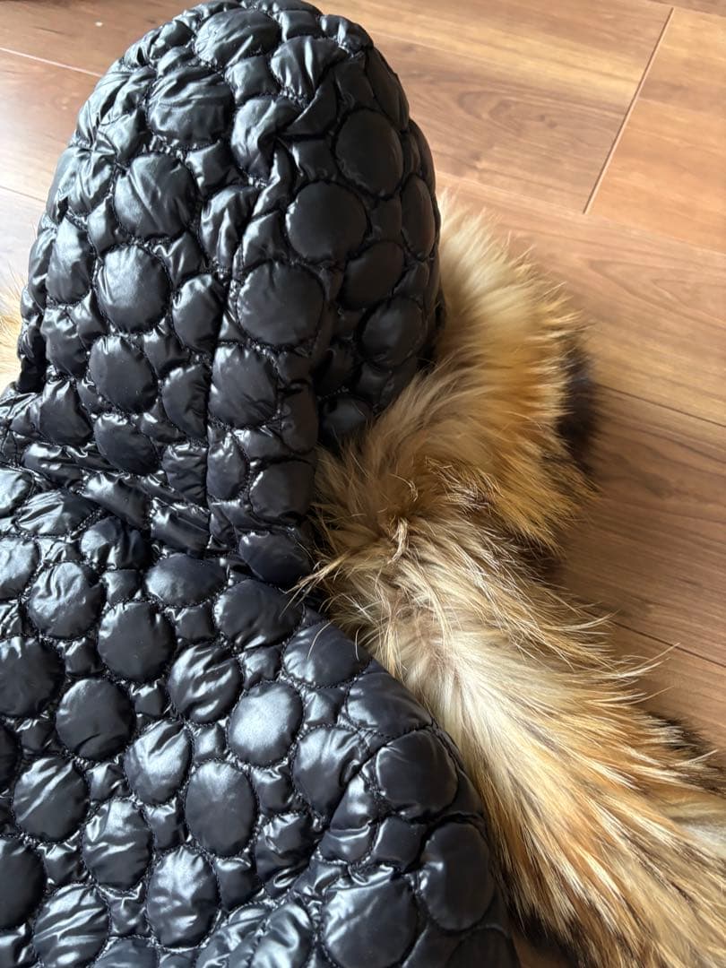 モンブラン ファー付きダウンジャケット 黒 ライダース型 貴重 MONCLER