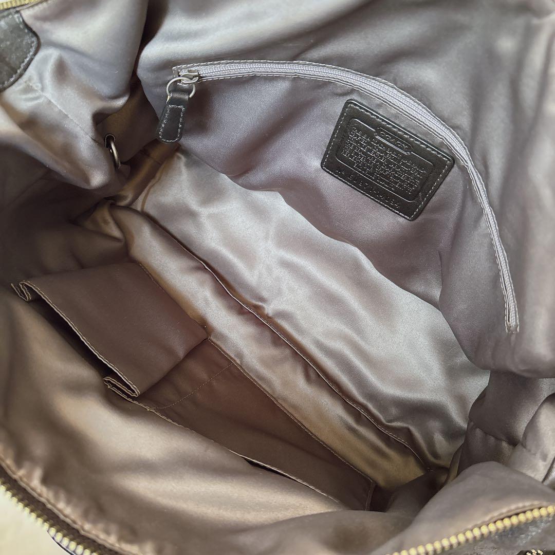 COACH レガシー メタリックグレー 本革 サッチェル ハンドバッグ