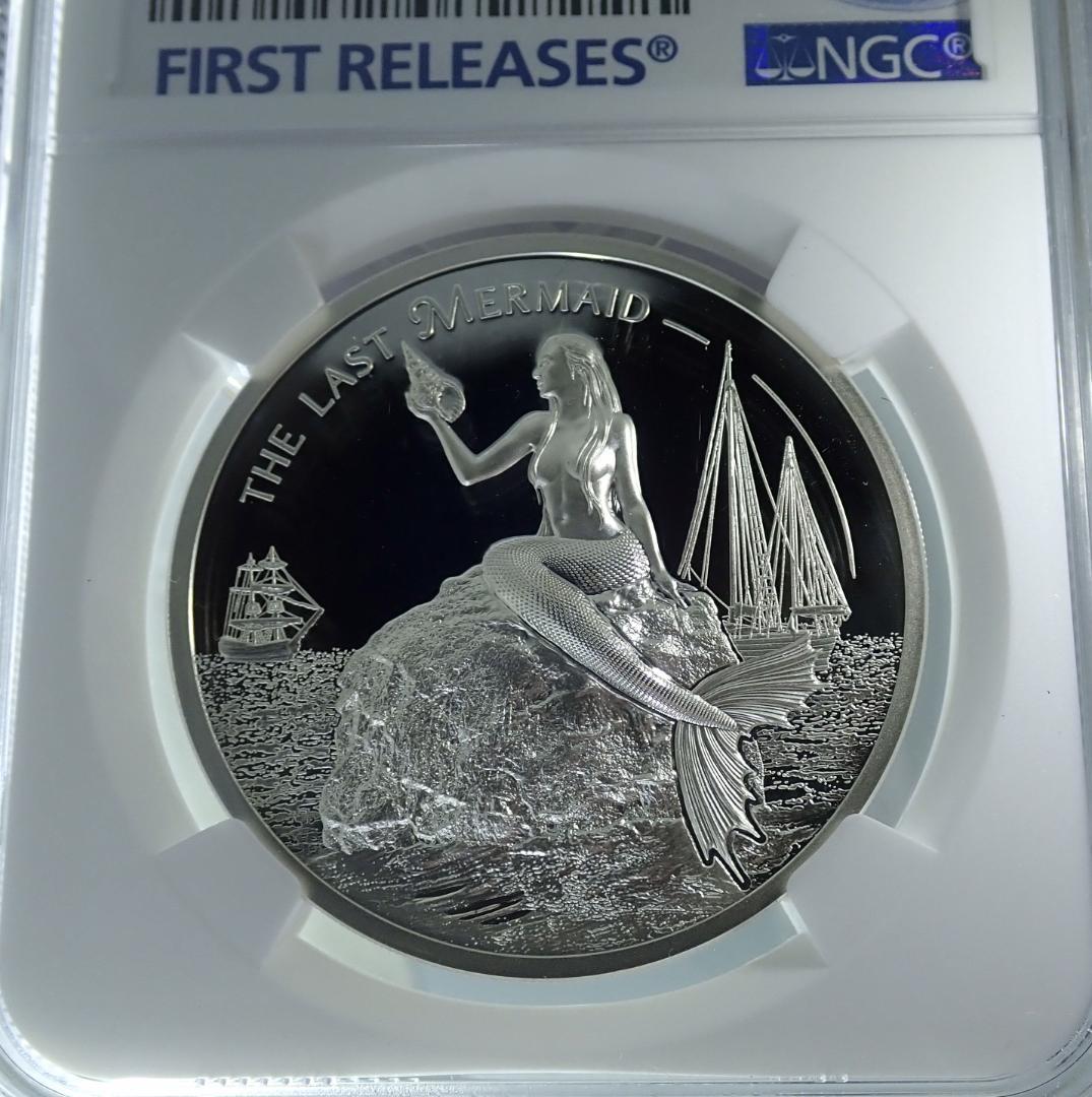 神秘的な美しさ 最後のマーメイド 人魚姫 最高鑑定 銀貨 PF70 NGC