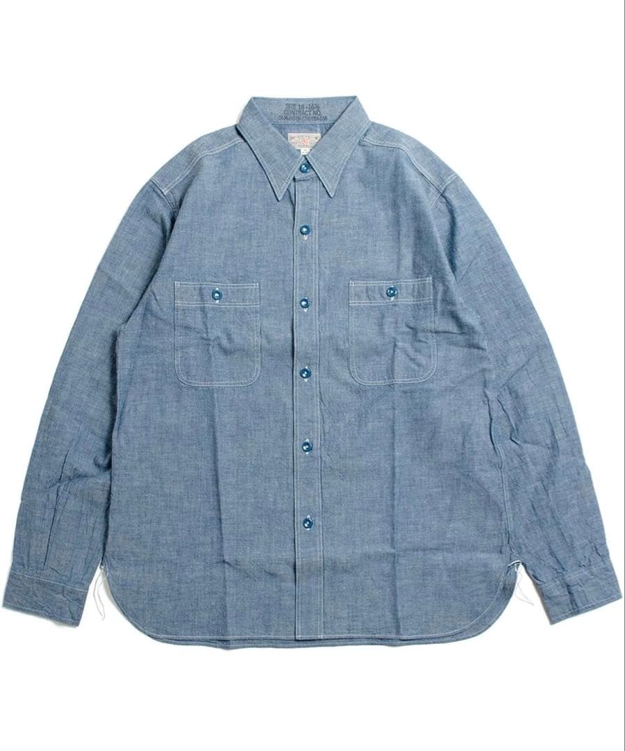 XL バズリクソンズ BR25995 シャンブレ長袖ワークシャツ ブルー