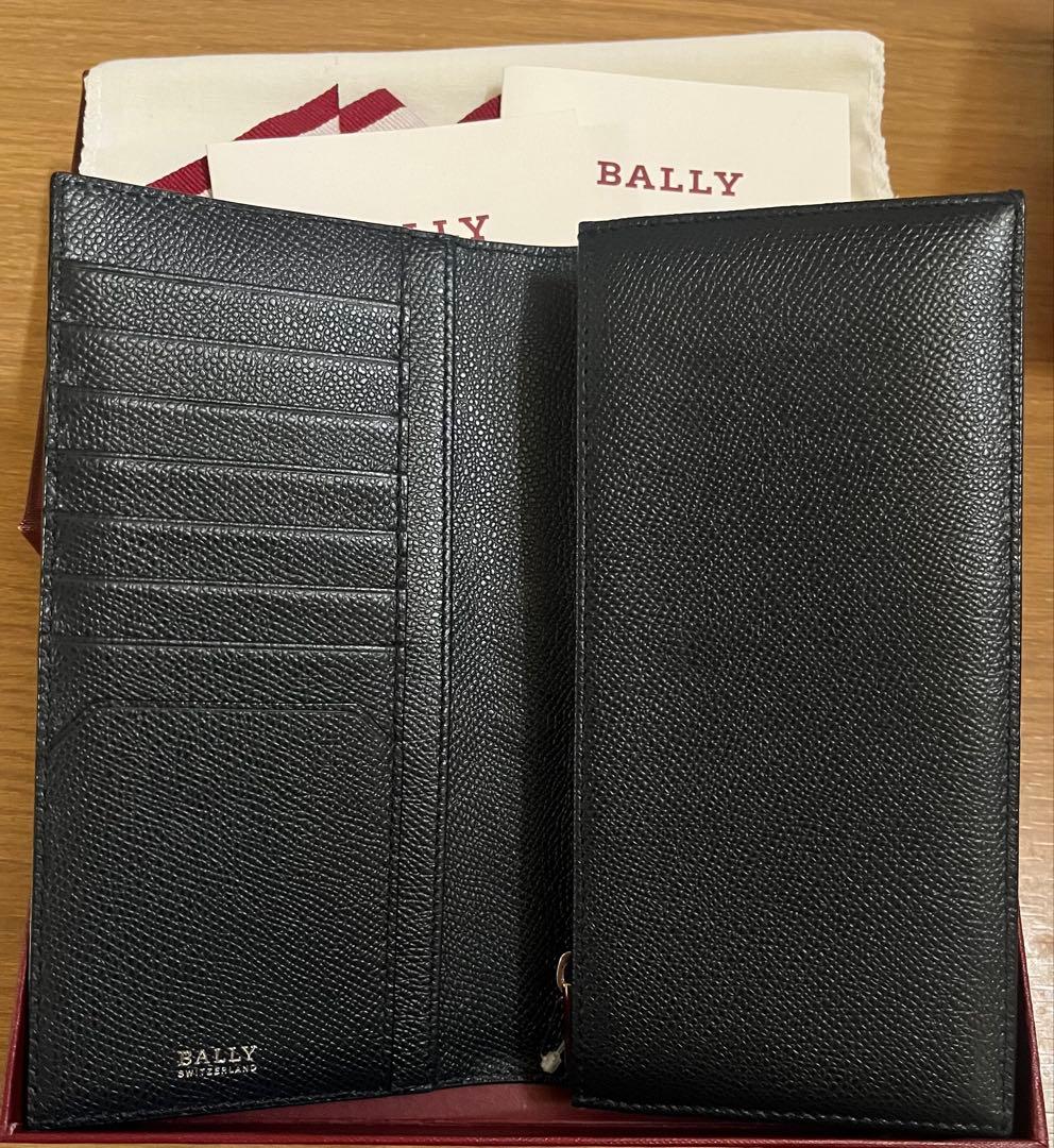 新品未使用 BALLY 長財布 レザー ストライプ ネイビー