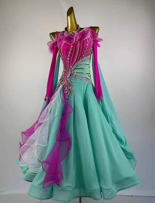 新作 オーダーメイド　社交ダンス衣装　スタンダードドレス　パーティー