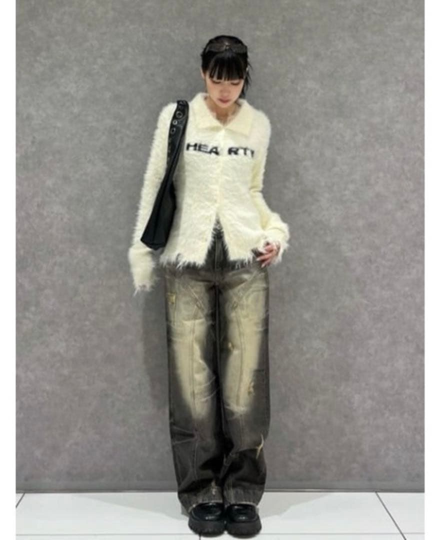 ラグアジェム FINE CRASH STRAIGHTデニム ブラック 24