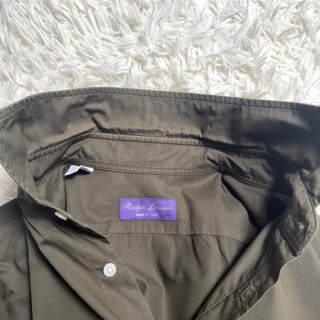 最高級 ラルフローレン パープルレーベル イタリア製 ドレスシャツ オリーブ M