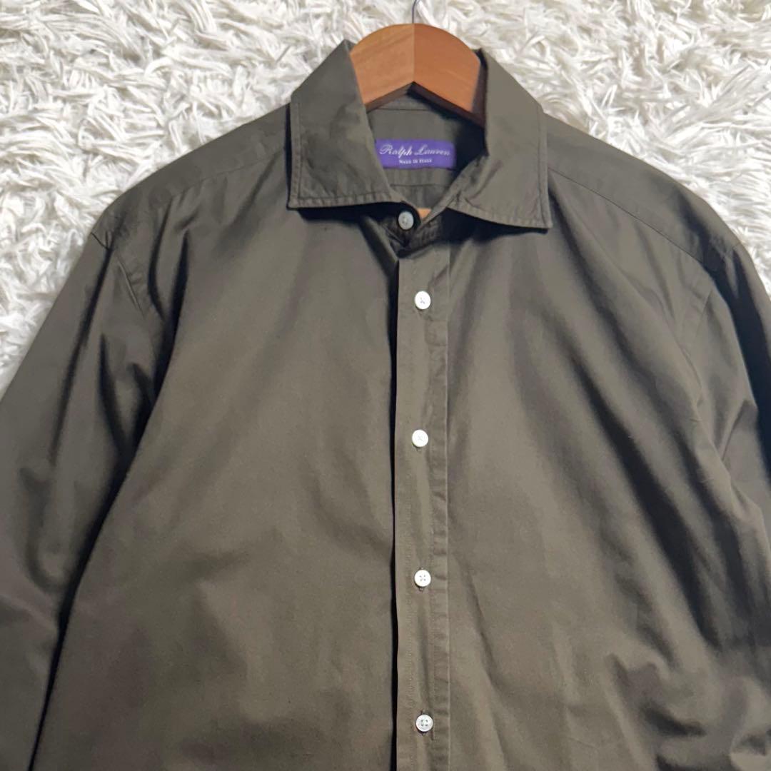最高級 ラルフローレン パープルレーベル イタリア製 ドレスシャツ オリーブ M