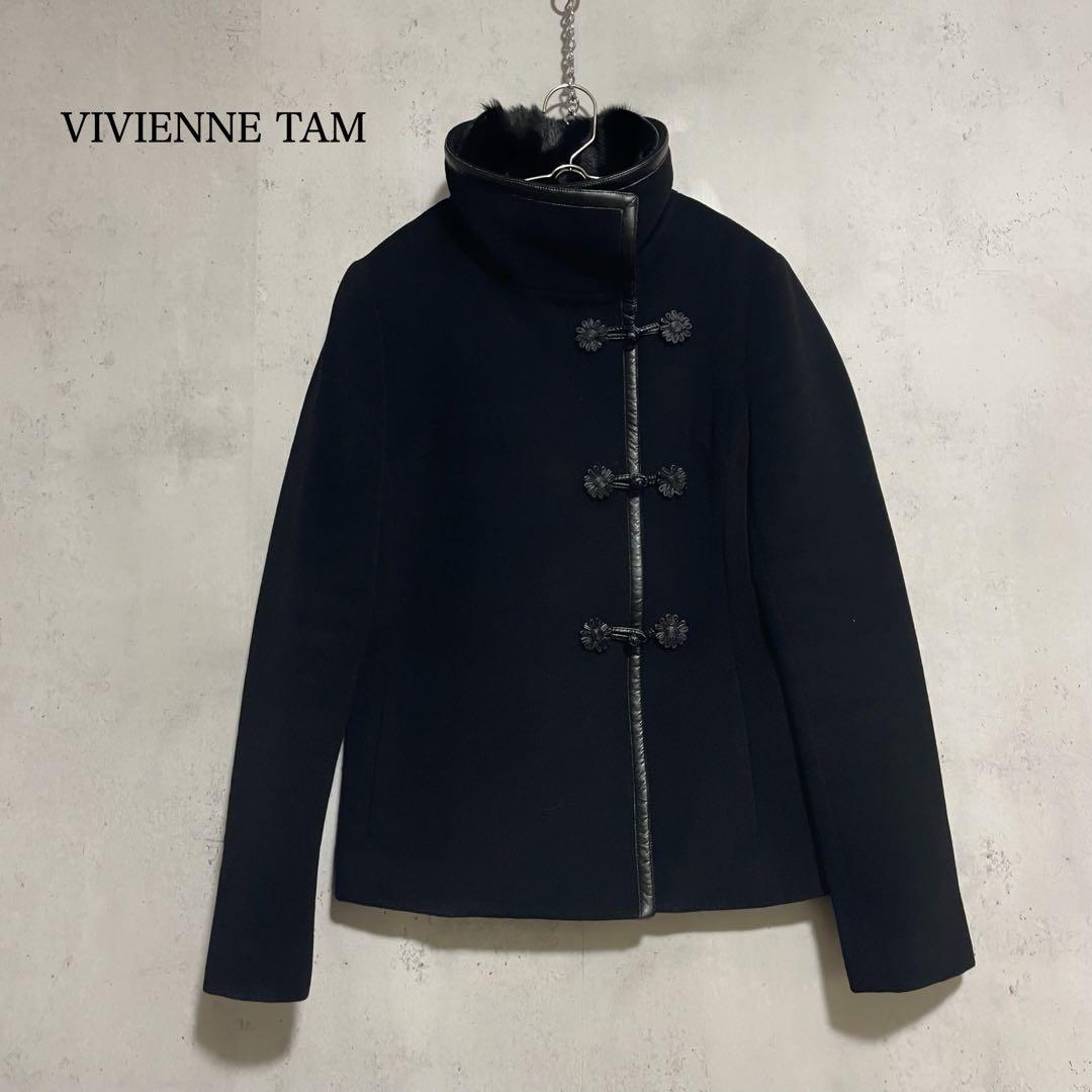 希少　ヴィヴィアンタム アンゴラ混チャイナジャケット 黒 ショートコート