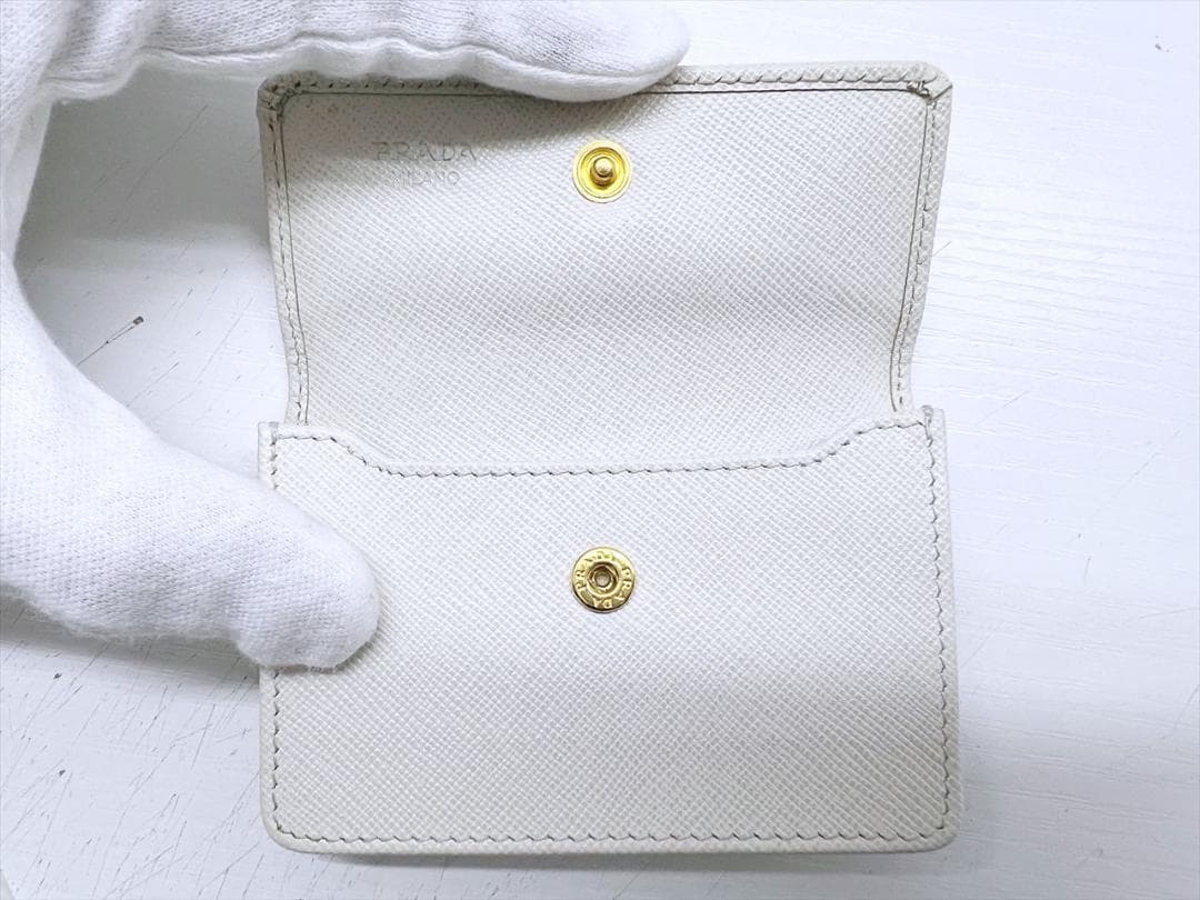 美品 PRADA プラダ レザー ロゴ カードホルダー 名刺入れ ケース
