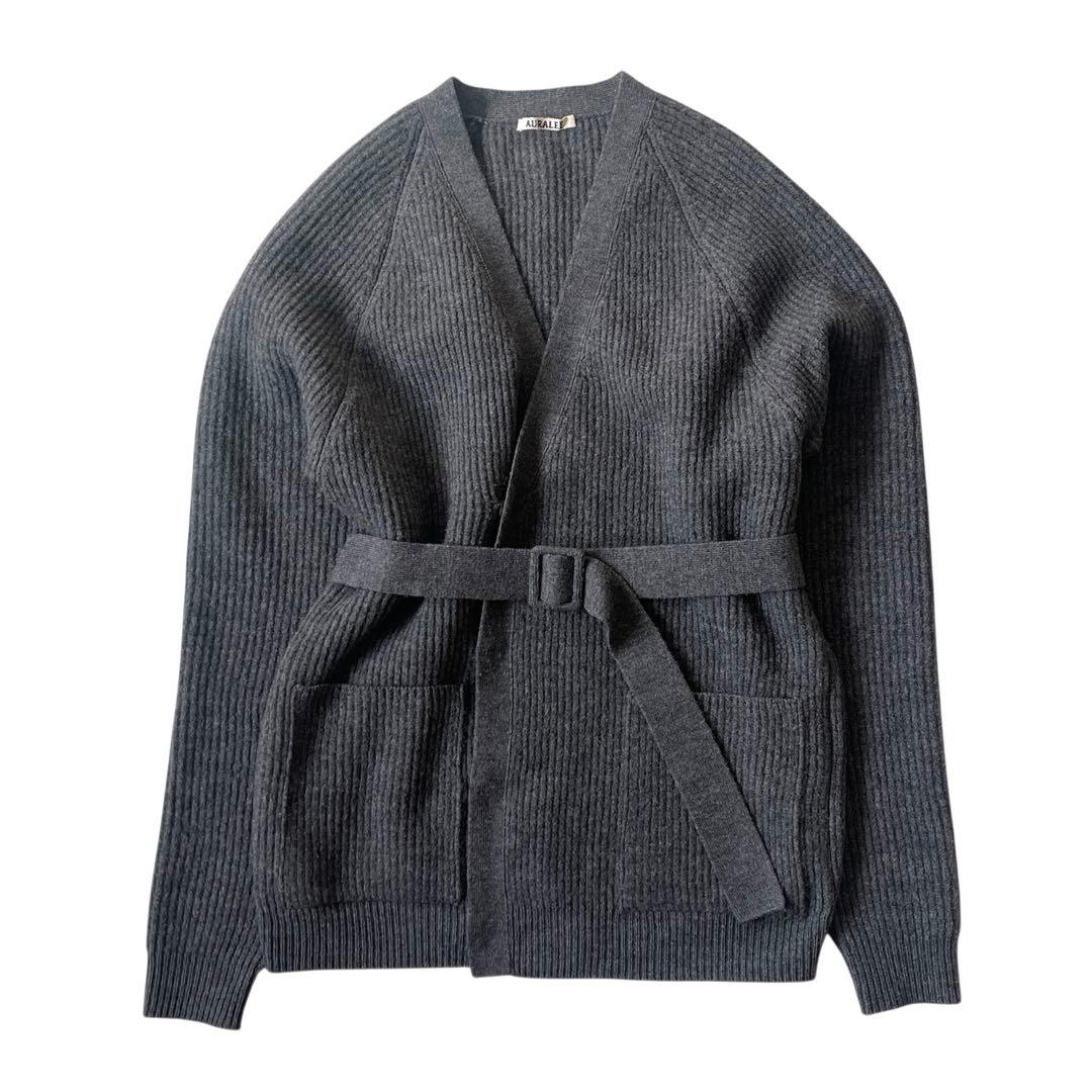 オーラリー リブニットカーディガン ベルト メリノウール 定価5.5万 2023