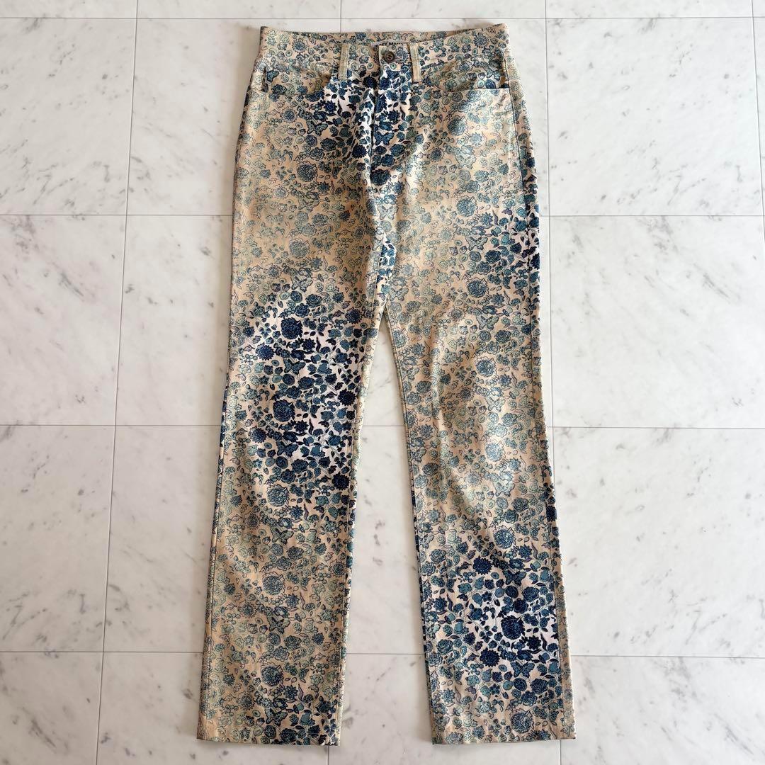 イッセイミヤケ ムラ染め 花柄 総柄 デニム パンツ ズボン サイズ2
