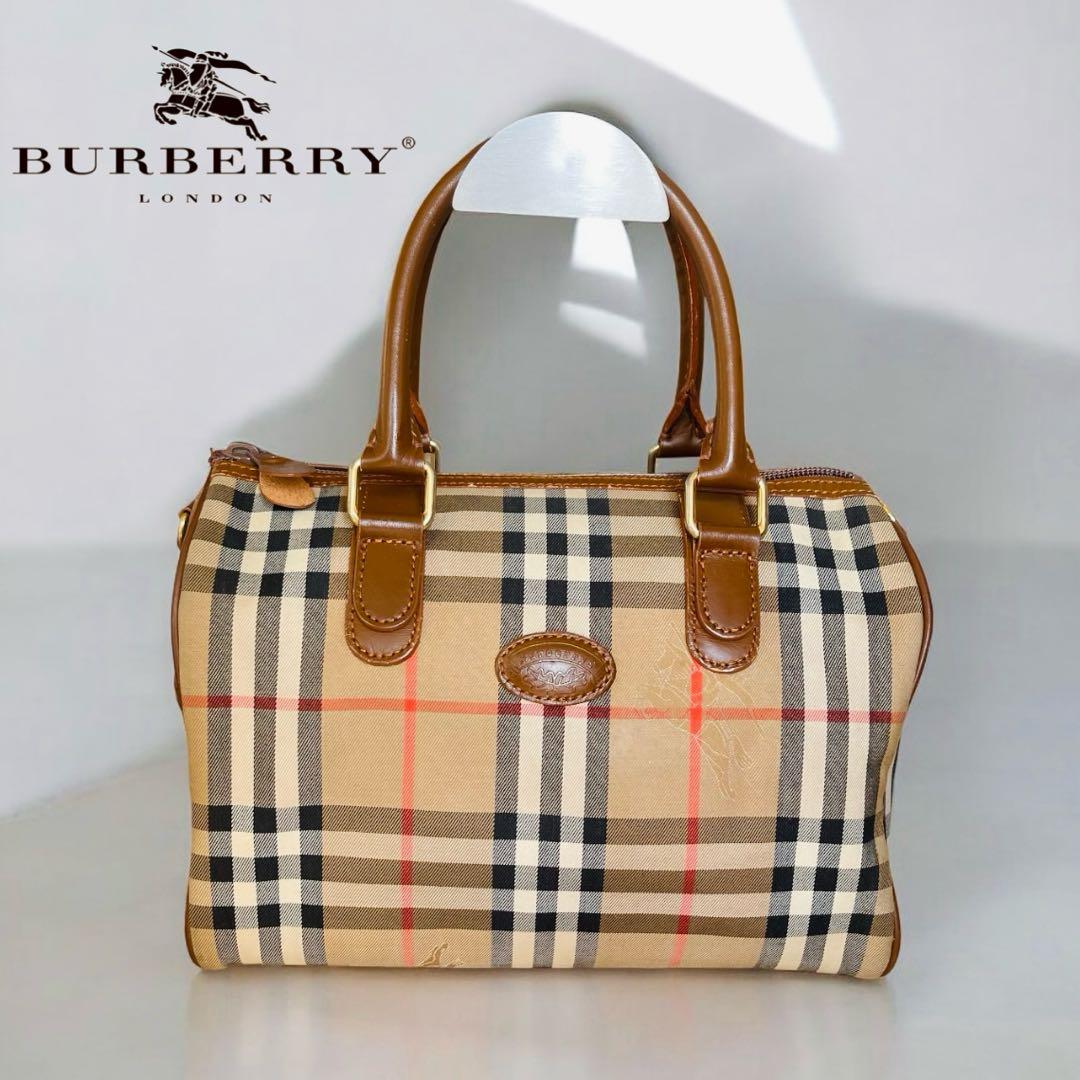 希少　月桂樹　バーバリーズ ハンドバッグ ミニボストン ノバチェック キャンバス
