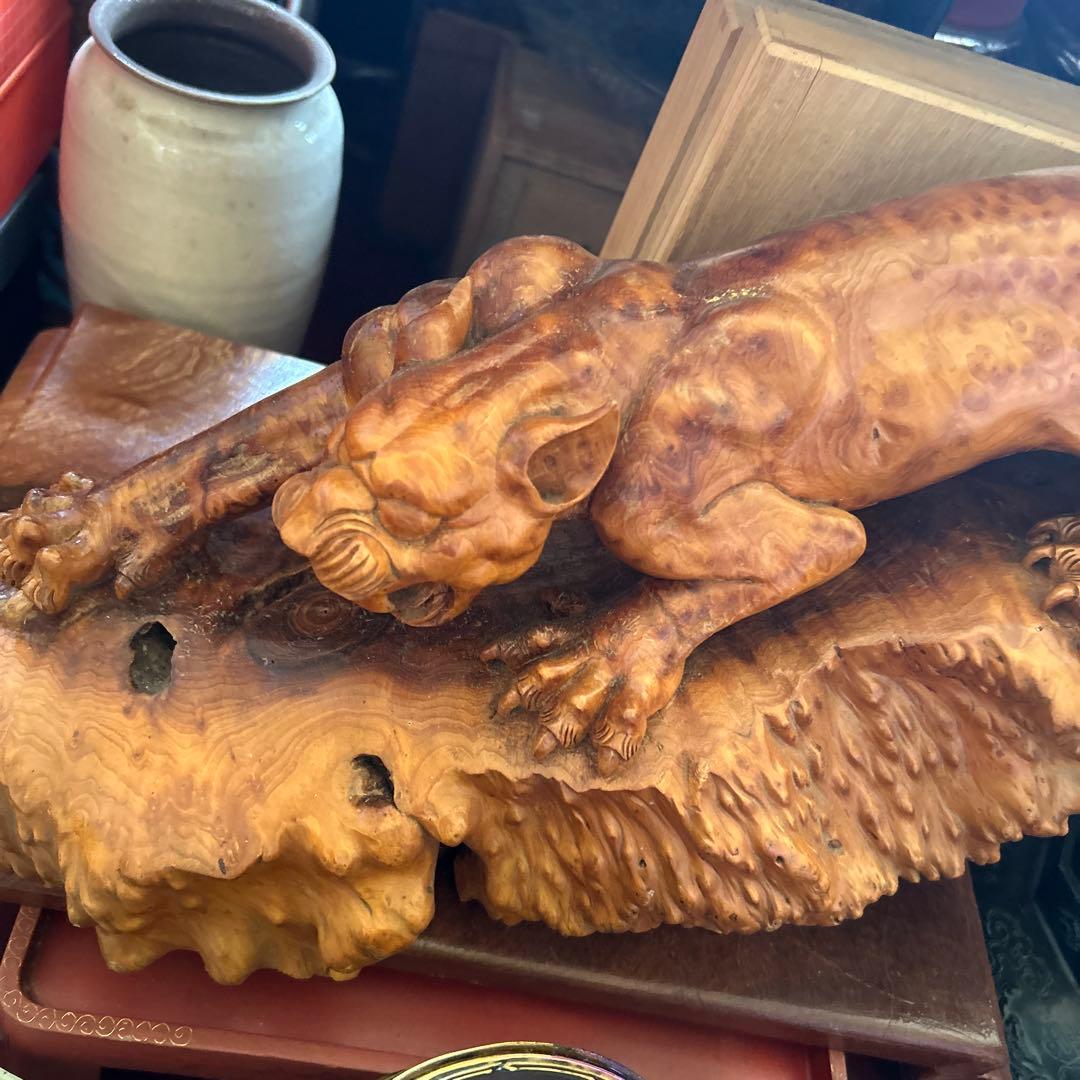 木製動物彫刻 約30cm 茶色