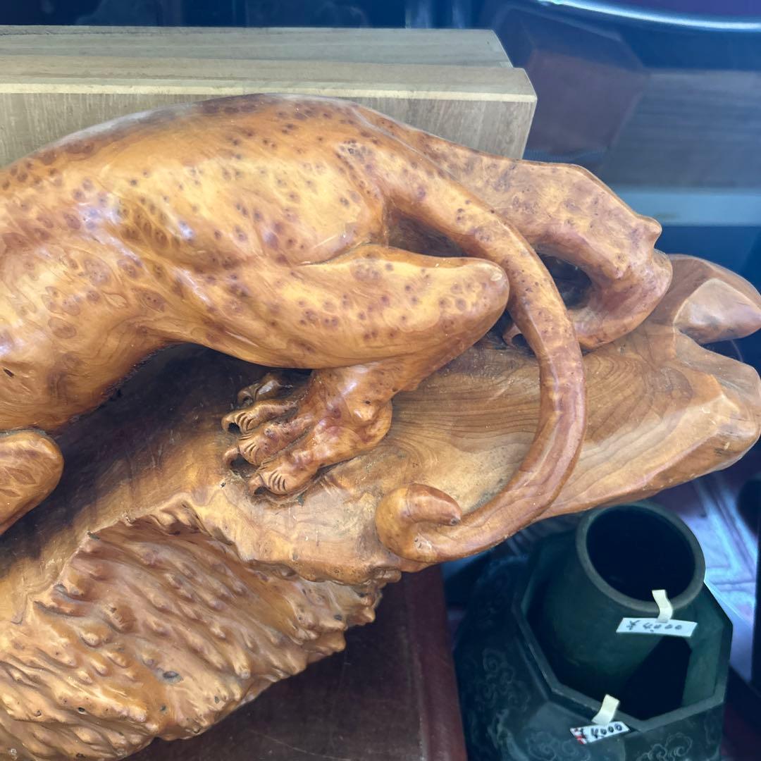 木製動物彫刻 約30cm 茶色