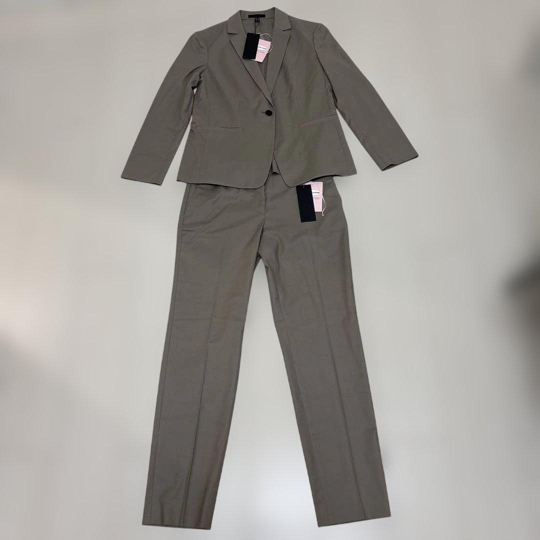 タグ付き　グレー ベージュビジネススーツ パンツスーツ上下