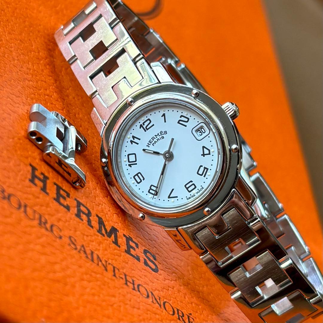【HERMES】✨極美品✨ エルメス クリッパー レディース 腕時計 ホワイト