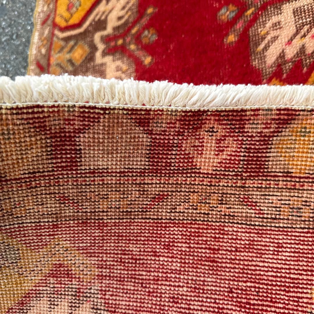 107cmx52cm年代トルコ絨毯手織り絨毯ヴィンテージラグ