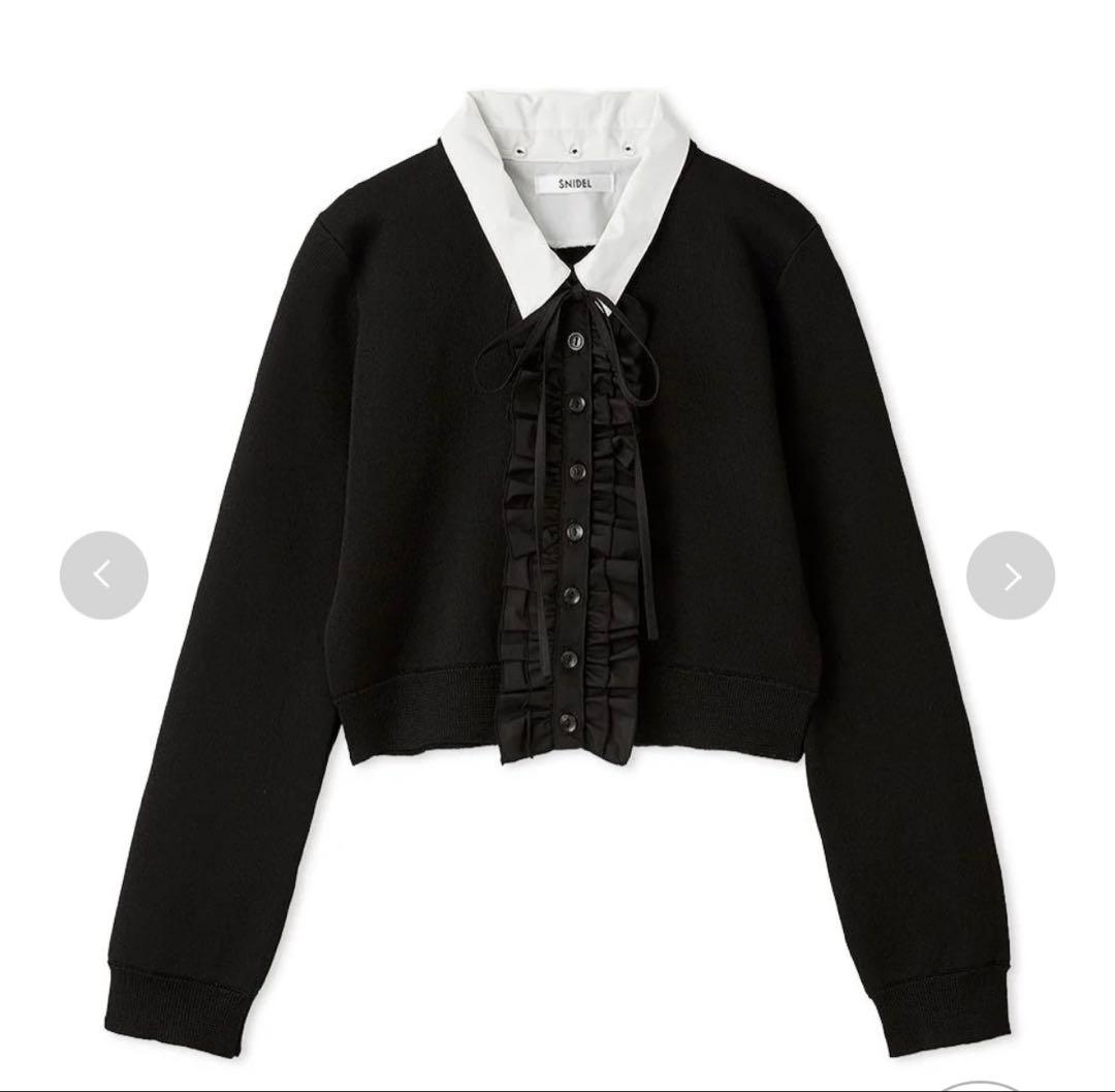 SNIDEL フリルニットカーディガン ブラック