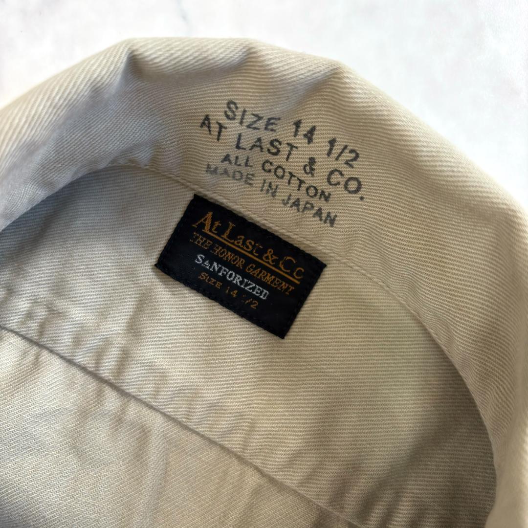 アットラスト AtLast ワークシャツ 長袖 ベージュ 14 1/2 tz4