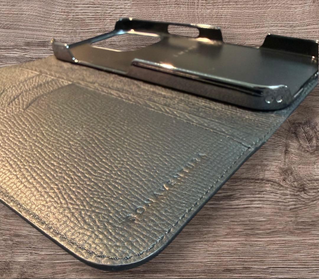 ボナベンチュラ iPhone 16 Pro用 ノービレレザー手帳型ケース（黒）