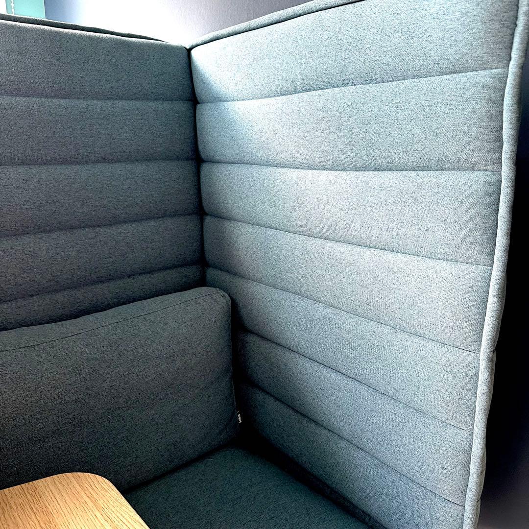 【引き取り歓迎！】オフィスコム ハイビス ハイバックソファ 1人掛け テーブル付