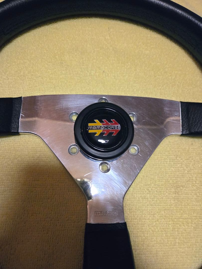 MOMO モモ ステアリング　ブラック　レザー 当時物　約34cm