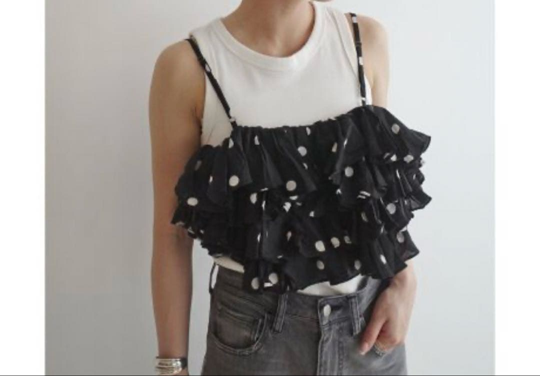 crinkle crinkle crinkle ドットフリルキャミ