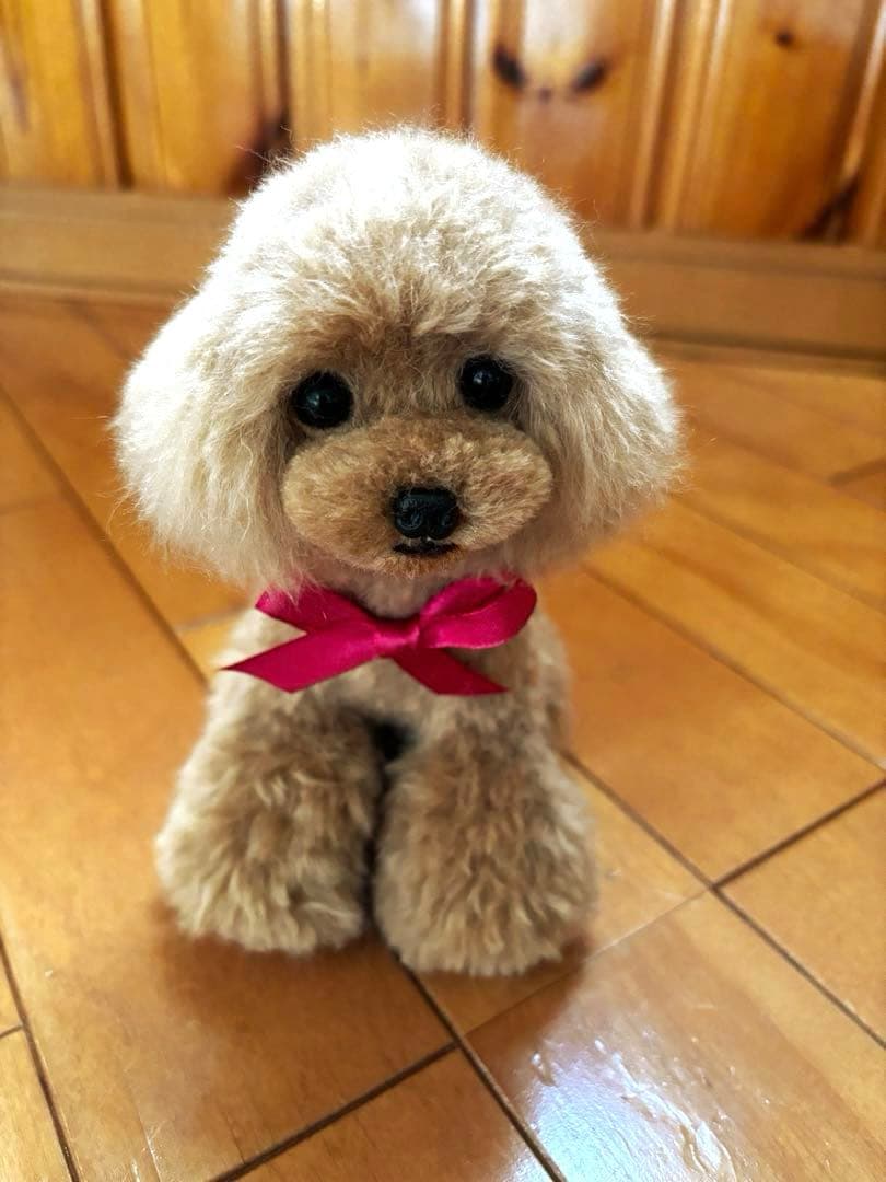 毛糸+羊毛フェルト トイプードル 17cm