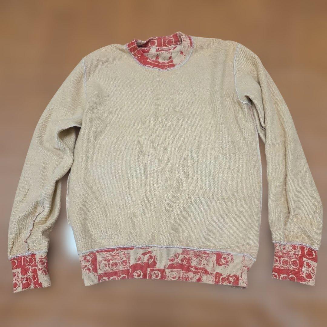 コム デ ギャルソン オム プリュス　スウェットシャツ 赤模様　メンズM