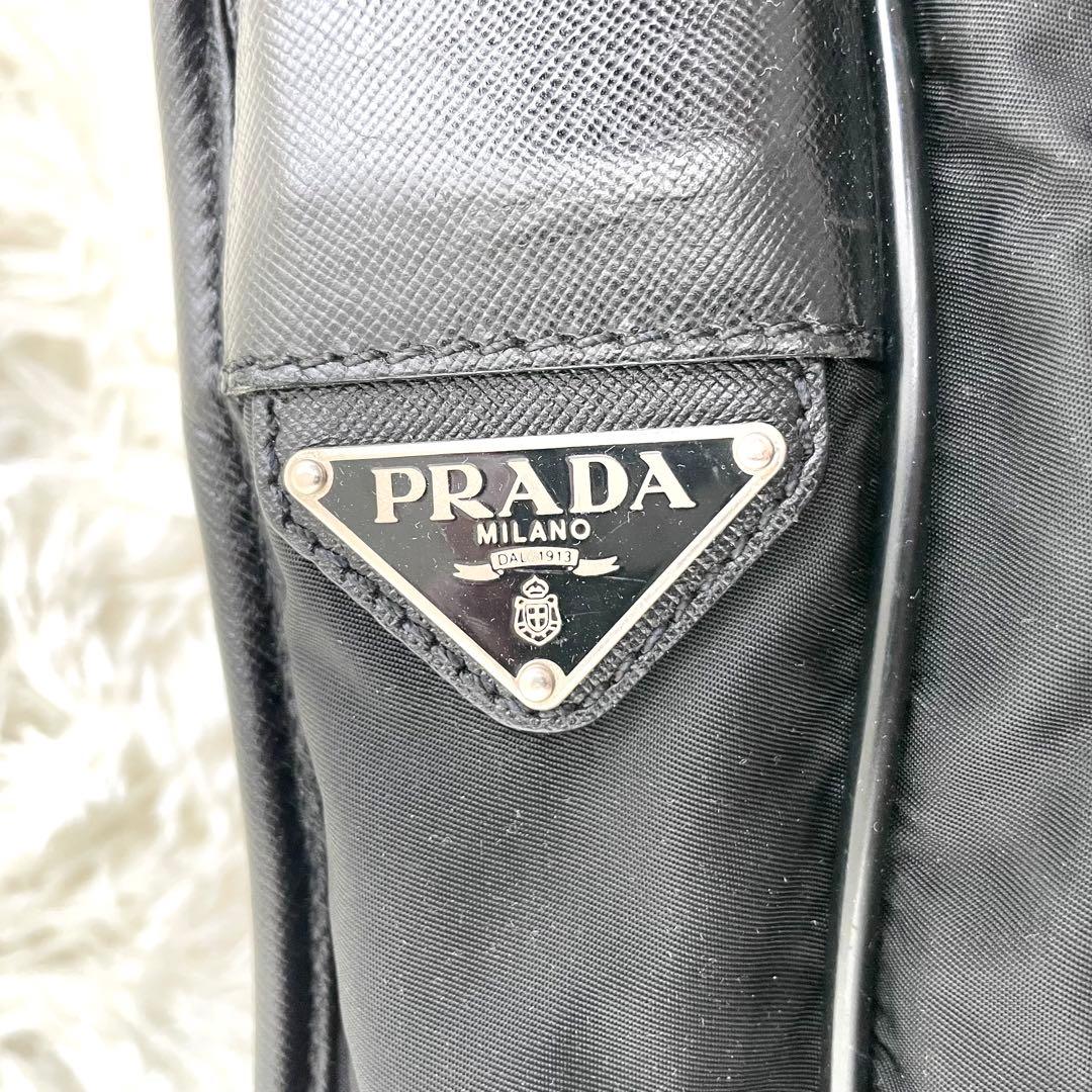 asumi　プラダ ショルダー 三角ロゴ レザー ナイロン A4収納 黒