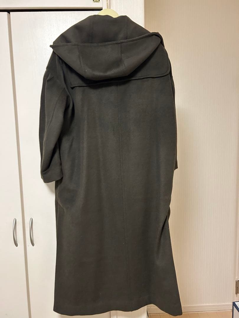 ダークブラウン ダッフルコート フード付き