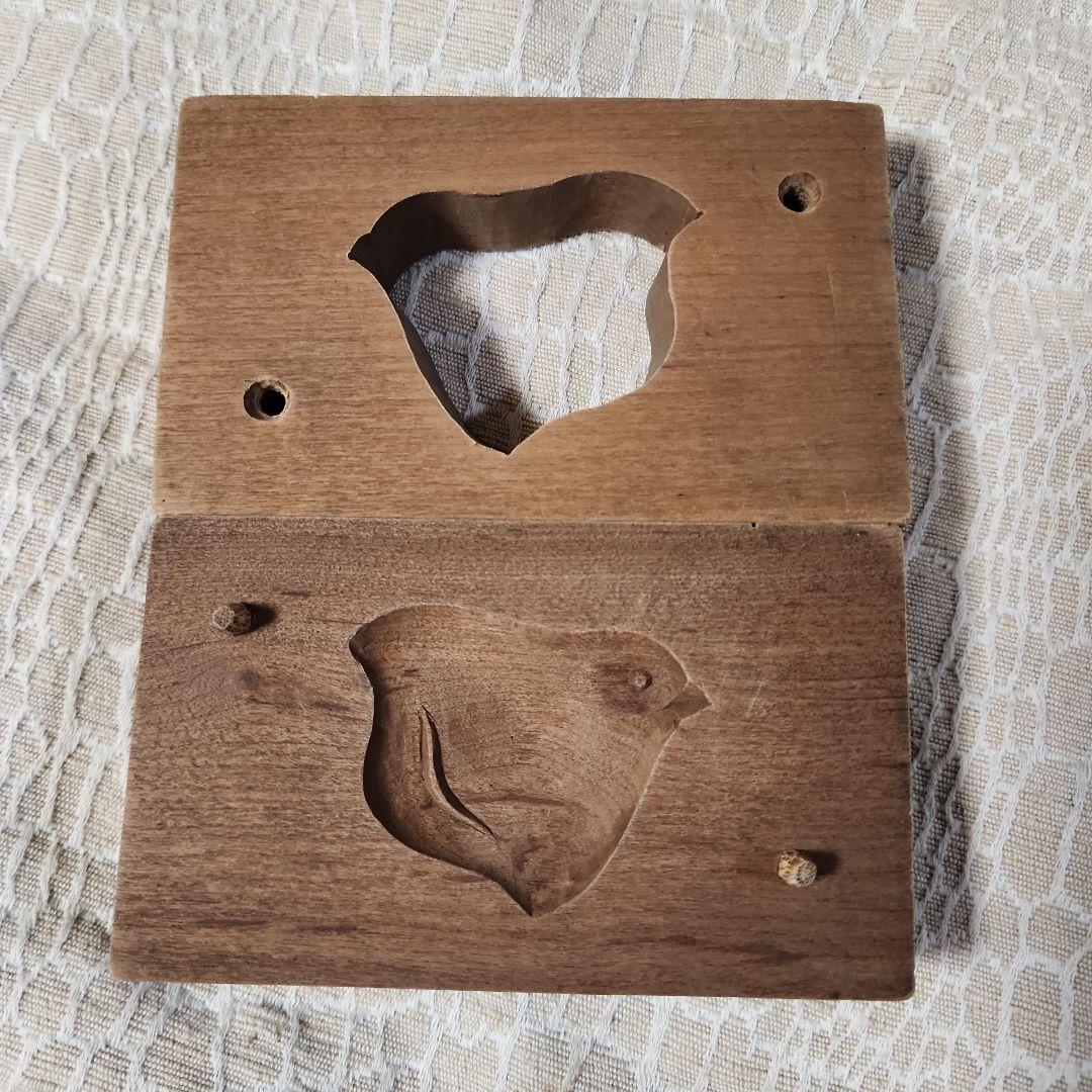 た*ま様 菓子木型-千鳥　古い 木型 菓子型 和菓子 木製 古道具 古物