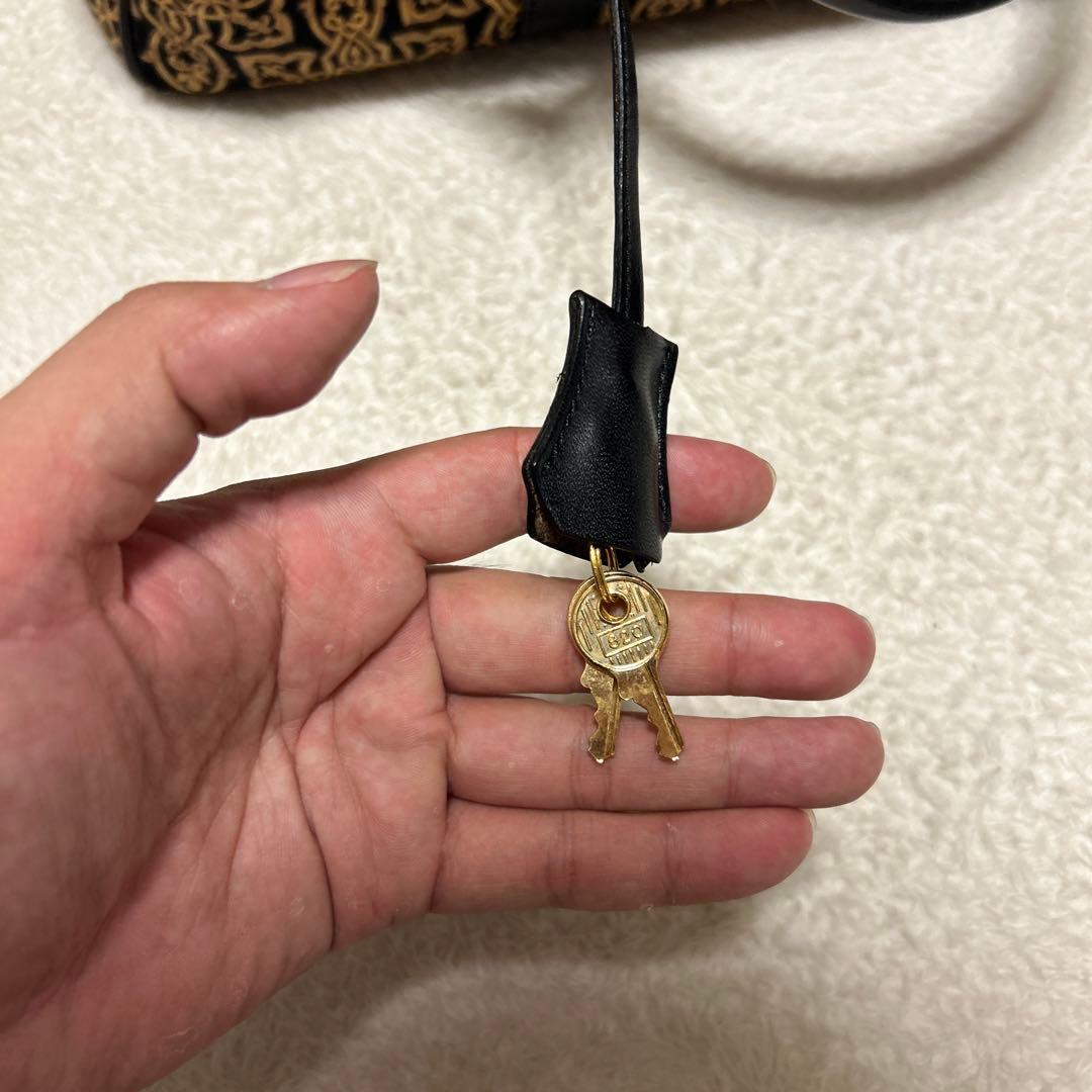 印傳屋 ボストンバッグ ハンドバッグ　キナート アラベスク 鹿革 レザー 鍵付き