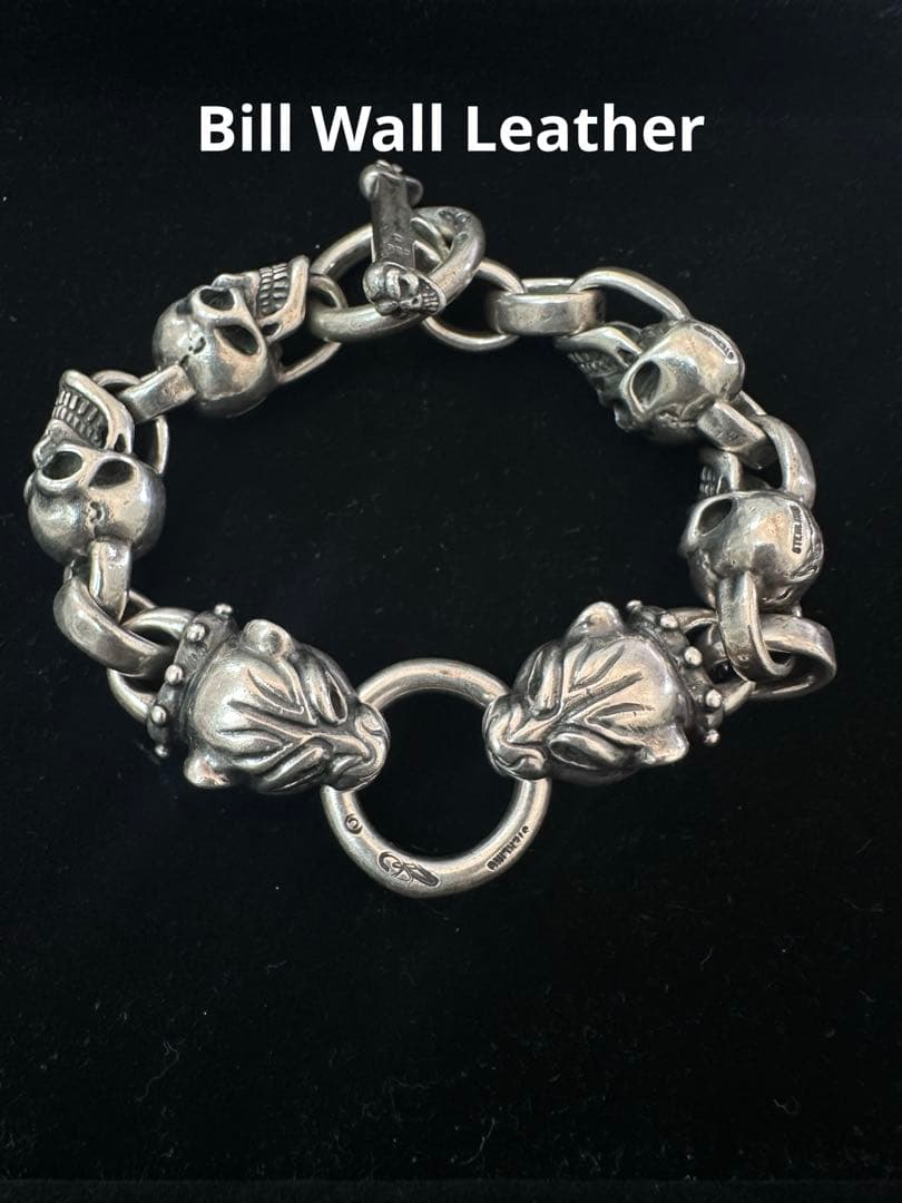 Bill Wall Leather シルバー製 Tバー スカル ブレスレット